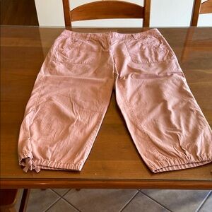 LOFT Pink Cropped Drawstring Hem Pants.  100% Lightweight Cotton.